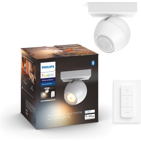 Philips Lighting Hue LED-plafondspots 871951433922400 Hue White Amb. Buckram Spot 1 flg. weiß 350lm inkl. Dimmschalter GU10 5 W
