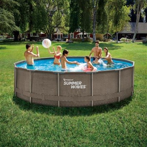 Summer Waves Zwembad Active Frame 457 X 106 Cm Dark Double Rattan + Filterpomp