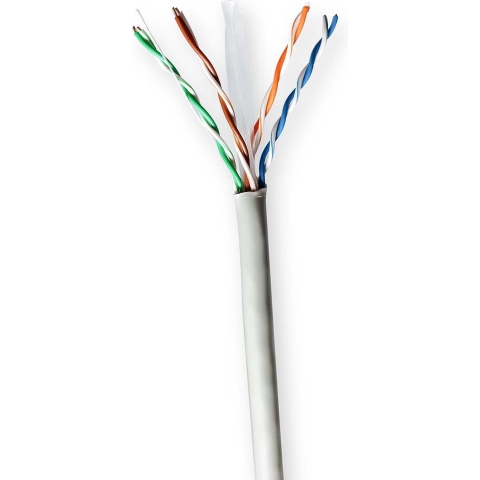 Nedis CCBG8520GY100S Netwerk Kabel Rol Cat6 Solid U/utp Cca 100.0 M Binnenshuis Rond Pvc Grijs Gift Box