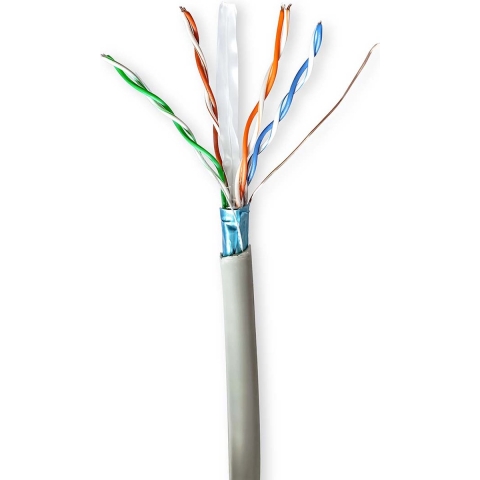 Nedis CCBG8522GY100 Netwerk Kabel Rol Cat6 Stranded F/utp Cca 100.0 M Binnenshuis Rond Pvc Grijs Gift Box