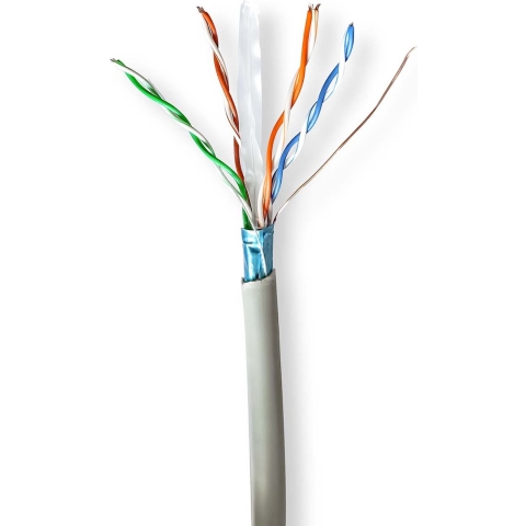 Nedis CCBG8522GY305 Netwerk Kabel Rol Cat6 Stranded F/utp Cca 305.0 M Binnenshuis Rond Pvc Grijs Gift Box