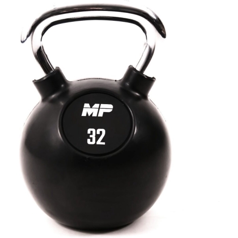 Muscle Power Rubberen Kettlebell - Zwart - 32 kg