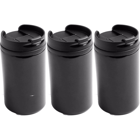 10x Warmhoudbekers/warm houd bekers metallic zwart 320 ml -