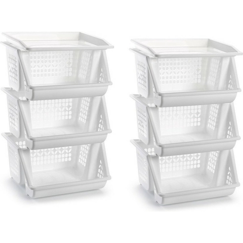 Pakket van 4x stuks van 3-laags witte opberg kratten/kasten/organizers 62 cm -