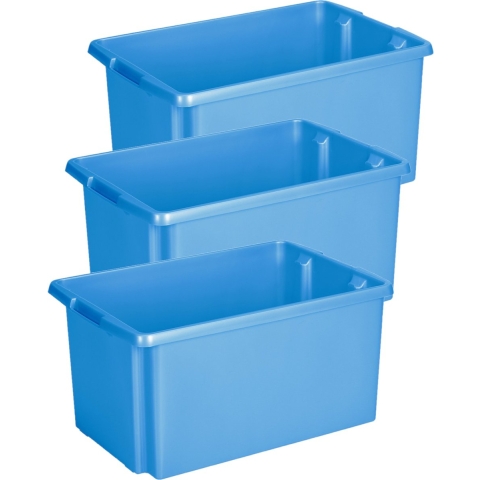 Sunware Opslagbox - 3 stuks - kunststof 51 liter blauw 59 x 39 x 29 cm -