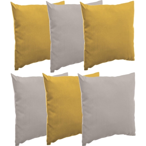 Bank/sier/tuin kussens voor binnen/buiten set 6x stuks mosterdgeel/taupe 40 x 40 cm -