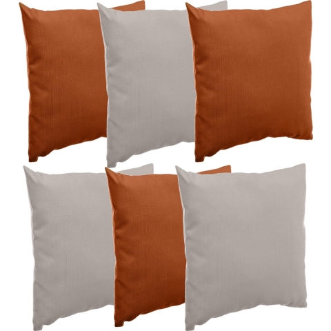 Bank/sier/tuin kussens voor binnen/buiten set 6x stuks terra bruin/taupe 40 x 40 cm -