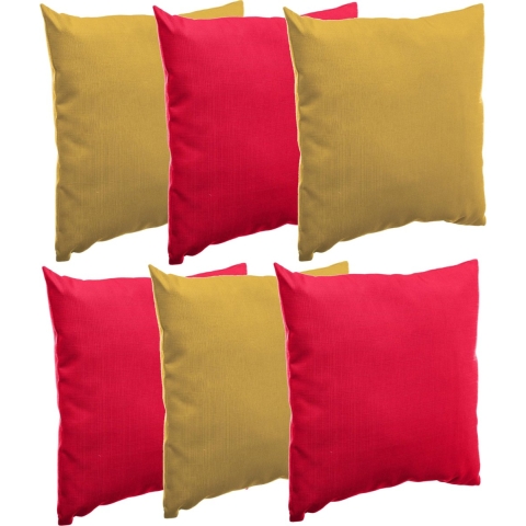 Bank/sier/tuin kussens voor binnen/buiten set 6x stuks rood/geel 40 x 40 cm -