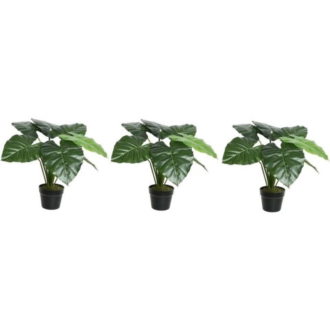 3x Groene Colocasia/taro kunstplant 52 cm in zwarte pot -