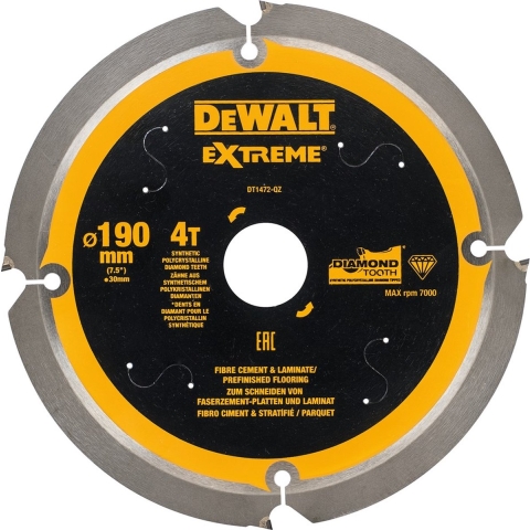 DeWalt Accessoires Cirkelzaagblad PCD laminaat/vezelcement 190x30x4t - DT1472-QZ