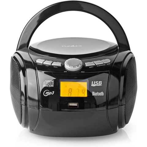 Nedis CD-Speler Boombox / Netvoeding | Stereo | 9 W | FM | Bluetooth® | Zwart | 1 stuks - SPBB100BK SPBB100BK
