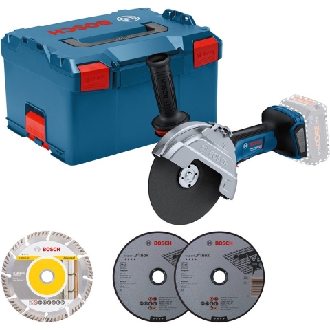 Bosch Blauw GWS 18V-180 P Professional | accu haakse slijper | 180 mm | 18V | excl. accu&apos;s en lader in L-Boxx - 06019H6L02