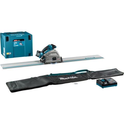 Makita SP001GM102 | 40 V Max Invalcirkelzaag | 165 mm | 4,0 Ah accu | snellader | in Mbox | met AWS zender | geleiderail | 1500 mm - SP001GM102