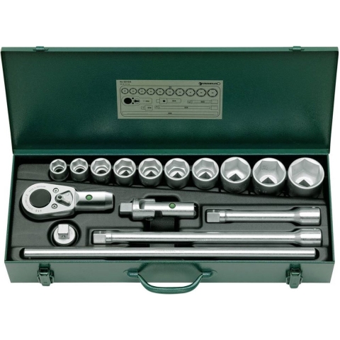 Stahlwille Dopsleutelset | 16-delig 3/4 inch | sleutelwijdtes 22-50 mm | aantal tanden 36 6-Kant | 1 stuk - 96050104 96050104
