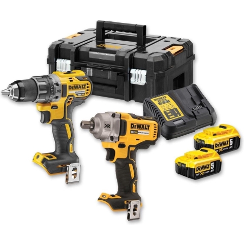 DeWalt DCK2077P2T | Comboset | 18V | 5,0AH Li-ion | DCD791 schroefboormachine + DCF894 slagmoersleutel | Set - DCK2077P2T-QW