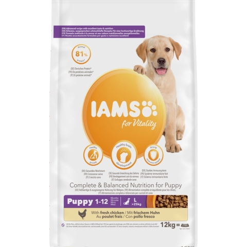 IAMS Advanced Nutrition Puppy & Junior Large Kip Hondenvoer - Dubbelpak: 2 x 12 kg