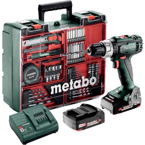 Metabo BS 18 L SET Accu-boorschroefmachine 18 V | 2 x 2.0 Ah accu + lader | In kunststof koffer + 74-delige mobiele werkplaats - 602321710