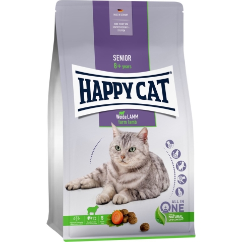 Happy Cat Senior Lam Kattenvoer - Dubbelpak: 2 x 4 kg