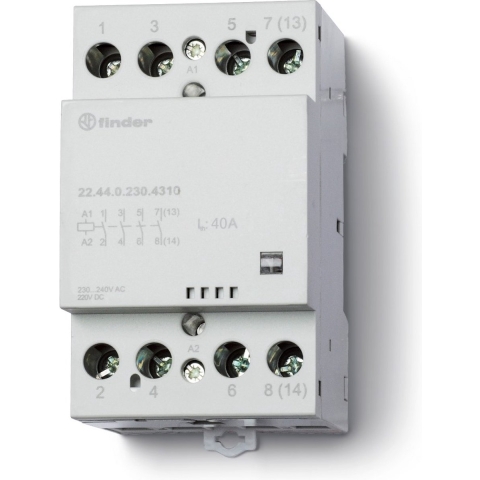 Finder 22.44.0.024.4310 Contactor 4x NO 24 V/DC, 24 V/AC 40 A 1 stuk(s)
