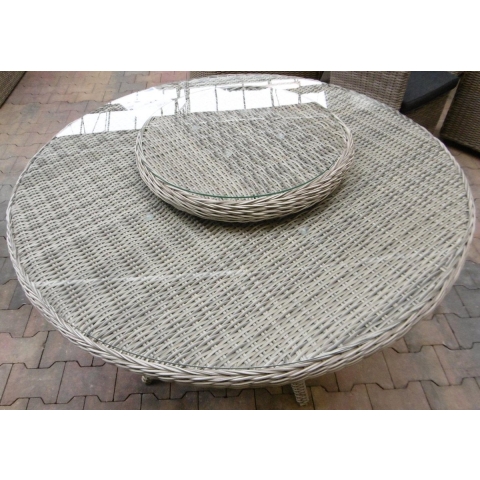 Tartano Tafel 120cm incl. Lazy Susan Off White Wicker HM15 (LZ apart verpakt) - OWN