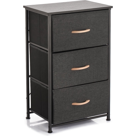 Inklapbare Kast met 3 Lades en IJzeren Frame 45x30x73 cm Zwart