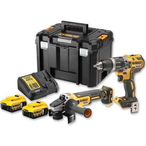 DeWalt DCK2020P2T accu set | DCD791 accuboormachine + DCG405 accu haakse slijper | 18v 5.0Ah Li-ion - DCK2020P2T-QW