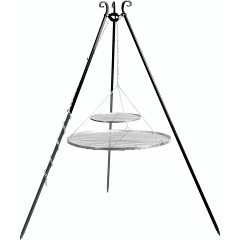 CookKing Driepoot 180 cm met Dubbel RVS Grillrooster-70+40 cm