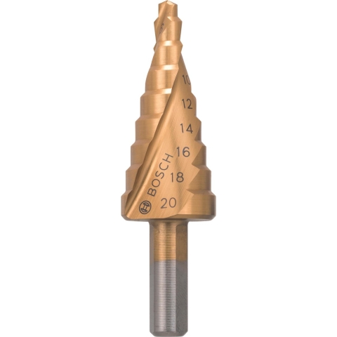 Bosch Accessories 2608597526 HSS Getrapte boor 4 - 20 mm TiN Gezamenlijke lengte 70.5 mm 3 vlakken schacht 1 stuk(s)