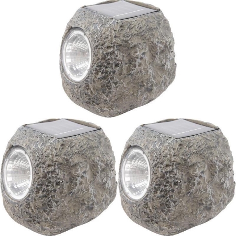 Buiten spot solar verlichting - 10x - steen - LED - 10 x 12 cm -