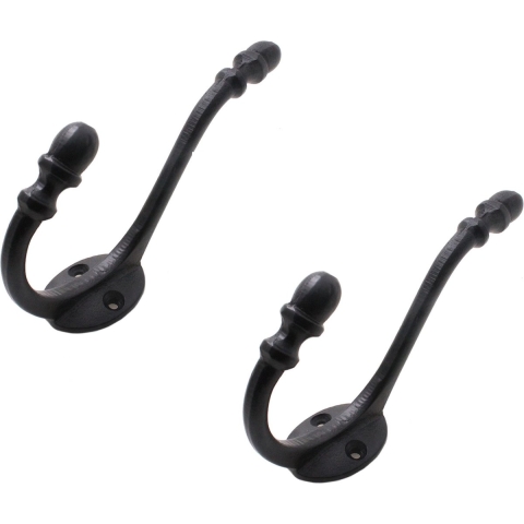6x Luxe kapstokhaken / jashaken / kapstokhaakjes metaal retro zwart enkele haak 14 x 3,2 cm -