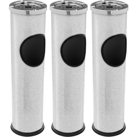 3x Staande asbakken met afvalbakje zilver 56 cm -