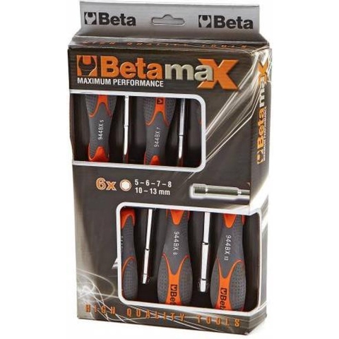 Beta 6-delige set dopschroevendraaiers met twee-componenten handgreep, lange uitvoering (art. 943BX) 944BX/D6 - 009440056