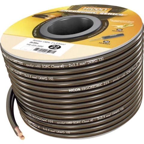 Hicon HIE-215-2000 Luidsprekerkabel Ergonomic 2 x 1.50 mm² Zwart 20 m