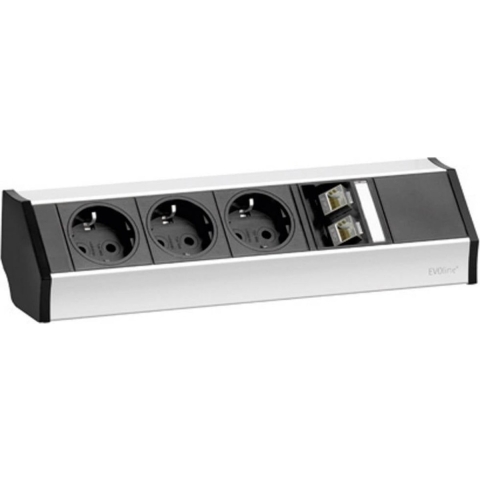 EVOline 93600023 Stekkerdoos 3-voudig Zwart, Zilver Randaarde stekker 1 stuk(s)