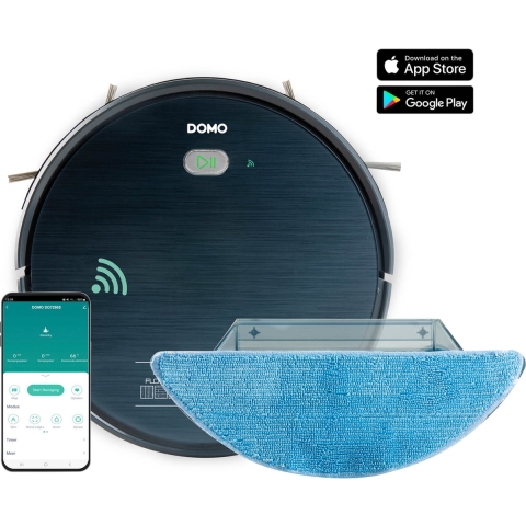 DOMO DO7296S Dweil- en zuigrobot Op afstandsbedienbaar, Besturing via App, Compatibel met Amazon Alexa, Compatibel met Google Home, Met dweilfunctie,