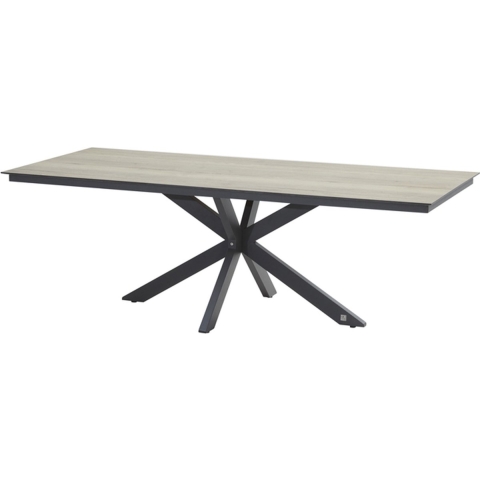 Minerva Tafelframe Antracite met HPL Teak Pattern Tafelblad 220 x 95 cm - 4SO