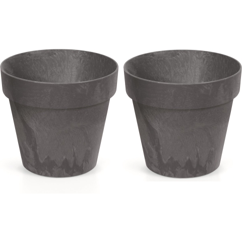 4x Kunststof bloempotten/plantenpotten betonlook 40 cm antraciet -