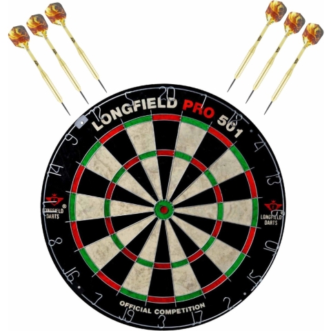 Dartbord set compleet van 45.5 cm met 6x Bulls dartpijlen van 23 gram -