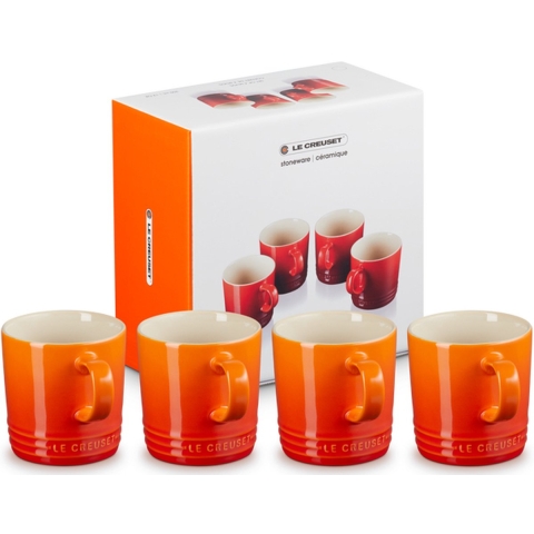 Le Creuset Mokken - Oranjerood - 350 ml - 4 stuks