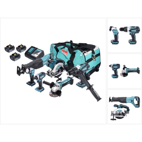 Makita DLX6046 - 6-delige Comboset 18v Li-ion 3x 3.0Ah accu&apos;s
