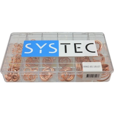 Systec Assortimentsdoos 18-Vaks Afdichtring Roodkoper Asbv Din7603C - 8960.60.18107