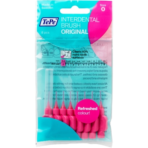 10x TePe Interdentale Ragers Original 0,4 mm Roze 8 stuks