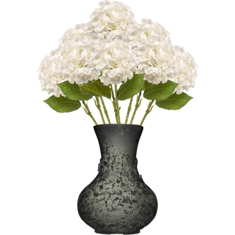 Kunstbloem Hortensia tak - 8x - 52 cm - wit - Real Touch - hydrangea - kunst zijdebloemen -