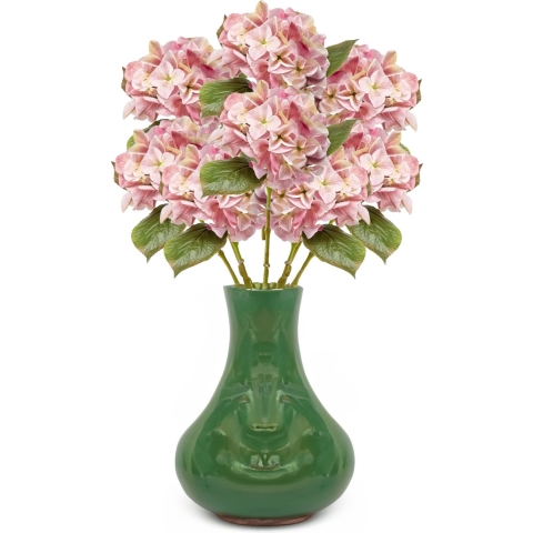 Kunstbloem Hortensia tak - 8x - Challenge - 47 cm - roze - kunst zijdebloem - Hydrangea -