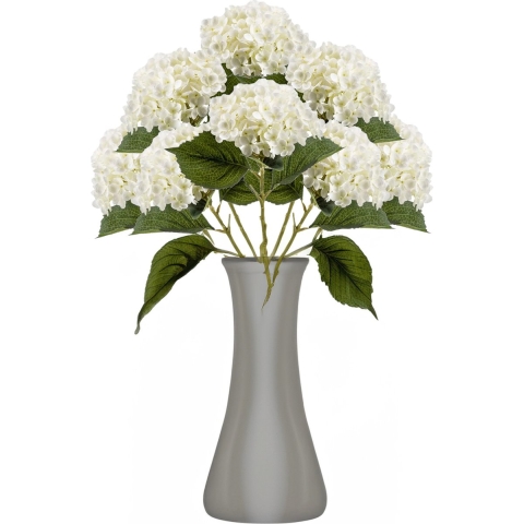 Kunstbloem Hortensia tak - 8x - Annabelle - 52 cm - creme - Kunst zijdebloem - Hydrangea -