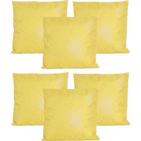 Buiten of tuin sier kussens - 6x - geel - 45 x 45 cm - binnen/buiten - tuinbank -