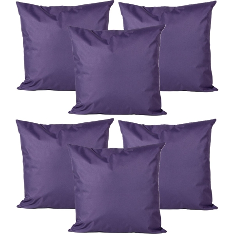 Buiten of tuin sier kussens - 6x - paars - 45 x 45 cm - binnen/buiten - tuinbank -