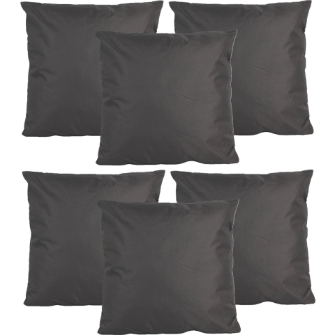 Buiten of tuin sier kussens - 6x - antraciet - 45 x 45 cm - binnen/buiten - tuinbank -