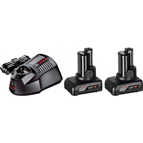 Bosch Blauw Accu 12V 6.0Ah Li-Ion (2 stuks) + oplader AL1230 | Starterset - 1600A00X7N