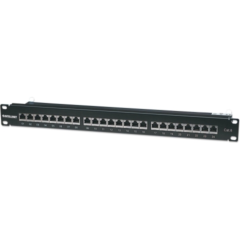 Intellinet 720038 24 poorten Netwerkpatchpaneel 483 mm (19) CAT 6 1 HE Zwart
